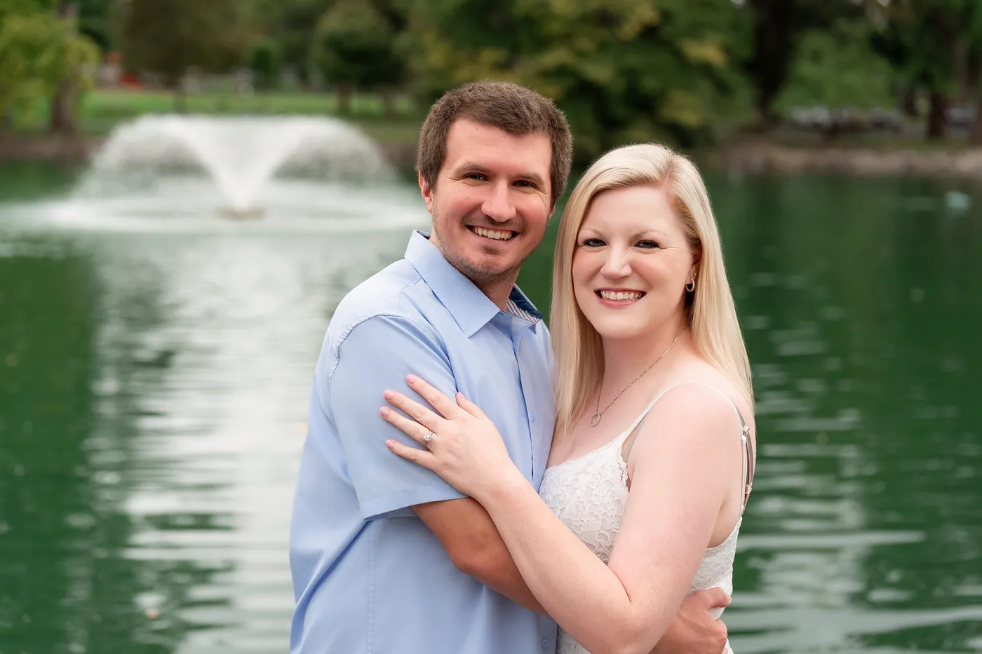 Kaitlyn and Nicholas together in front of the fountain