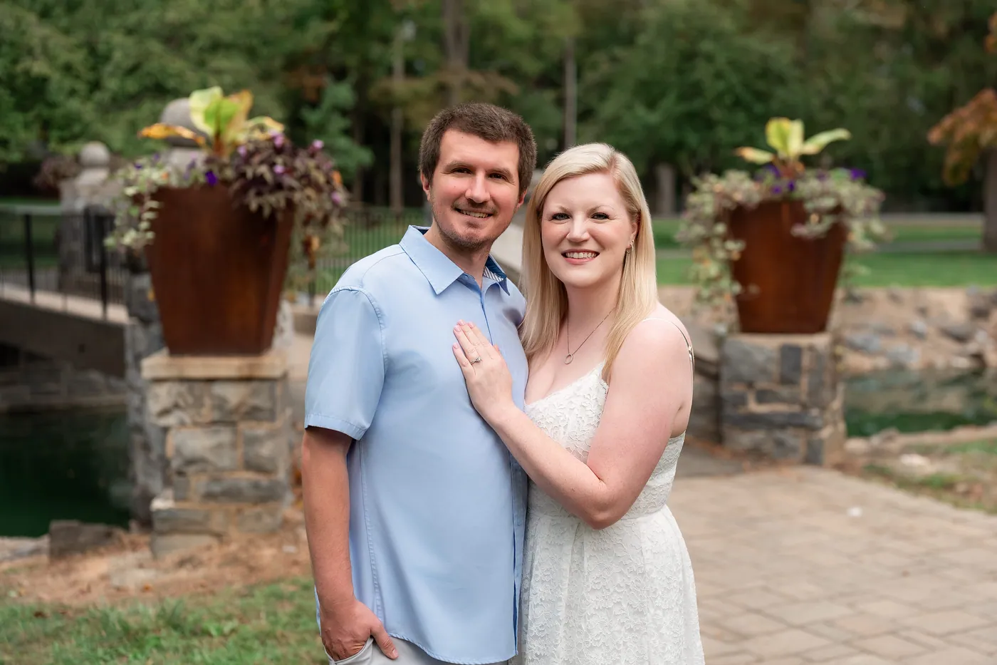 Kaitlyn and Nicholas standing together in the garden