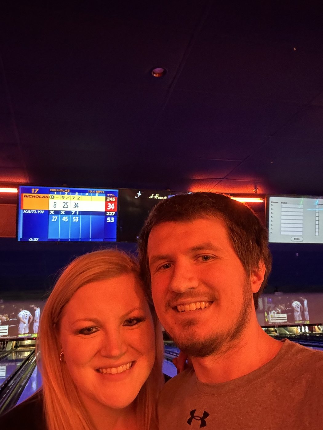 Kaitlyn and Nicholas bowling together