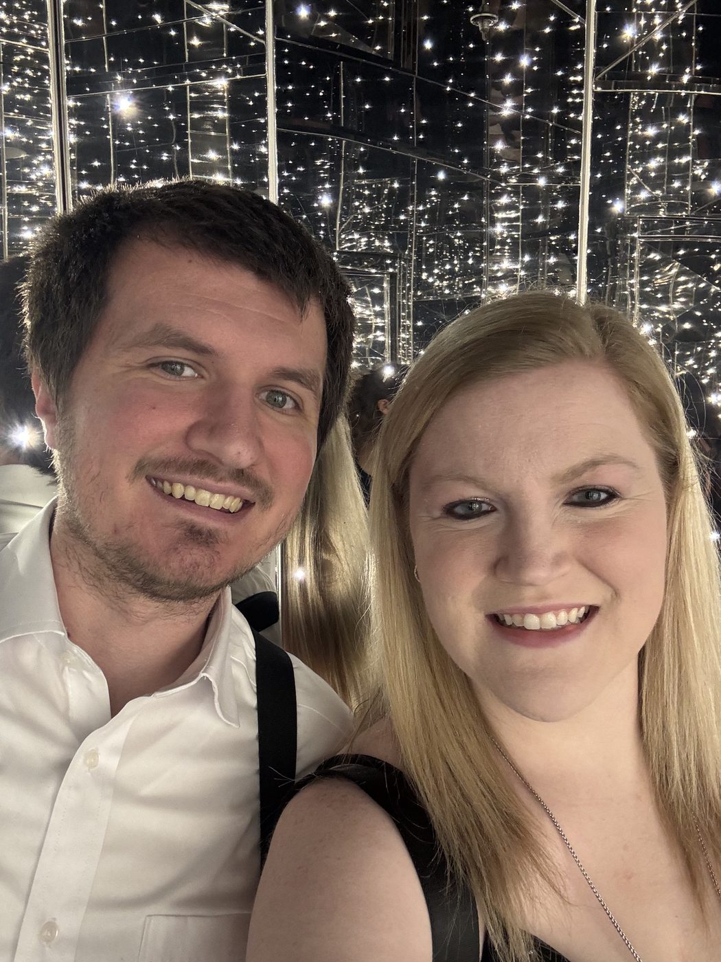 Kaitlyn and Nicholas at the entrance to The Manor on Virgin Voyages