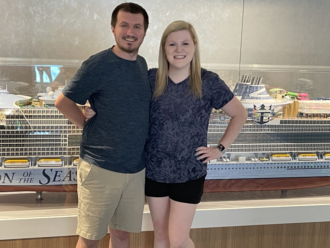 Kaitlyn and Nicholas taking their cruise-ship model photo